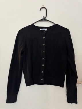 Old Navy Black Button-Front Crewneck Cardigan